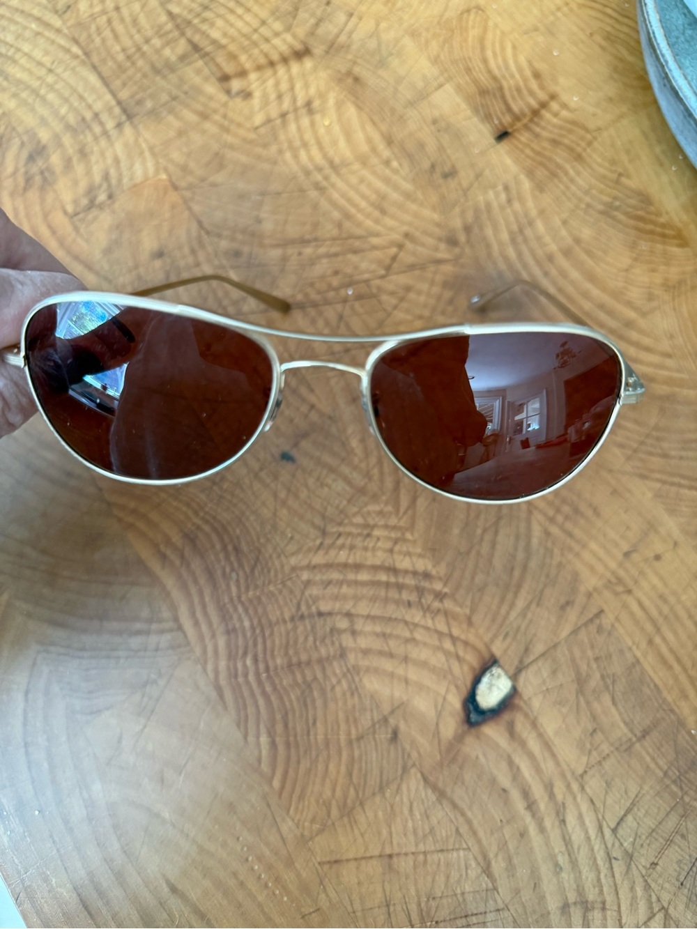 Unisex Oliver Peoples Gold-Frame Sunglasses with Brown Lenses